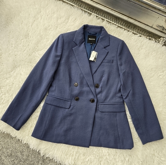 Madewell The Rosedale Blazer in Crepe. COLOR: Nighttime Size 6. New.Crafted of - Picture 3 of 10